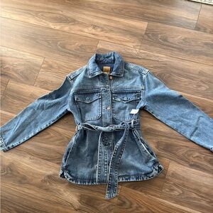 GAP Blue Denim Belted Jacket size S Heavy weight denim.